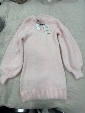 Bardot Pale Pink Fuzzy Crewneck Sweater